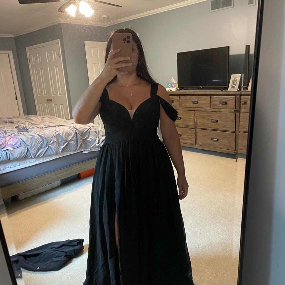 Azazie Black Off-Shoulder Maxi Dress